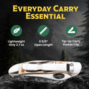 Bear & Son Cowhand Folding Knife 2.75" Stainless Steel Blade India Stag Bone Handle