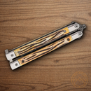Bear & Son Butterfly Folding Knife 3.27" Damascus Steel Blade Elk Stag Handle