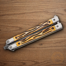Bear & Son Butterfly Folding Knife 3.27" Damascus Steel Blade Elk Stag Handle