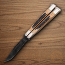 Bear & Son Butterfly Folding Knife 3.27" Titanium Steel Blade Stag Handle