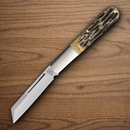 Bear & Son Large Barlow Folding Knife High Carbon Steel Blade India Stag Bone Handle