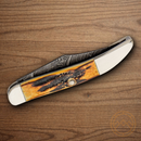 Bear & Son Toothpick Folding Knife 2.25" Damascus Steel Blade Natural Stag Bone Handle