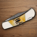 Bear & Son Executive Lockback Folding Knife Damascus Steel Blade India Stag Bone Handle