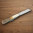 Bear & Son Large Barlow Folding Knife 440 Steel Blade India Stag Bone Handle