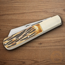 Bear & Son Large Barlow Folding Knife 440 Steel Blade India Stag Bone Handle