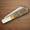 Bear & Son Large Barlow Folding Knife 440 Steel Blade India Stag Bone Handle