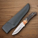 Bear & Son Pro Skinner Fixed Knife 3.63" high carbon Steel Blade Bone Handle