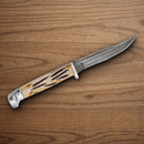 Bear & Son Fixed Knife 3.13" Damascus Steel Blade India Stag Bone Handle