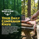 Bear & Son Small Hunter Fixed Knife 3" Stainless Steel Blade India Stag Bone Handle