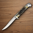 Bear & Son Small Hunter Fixed Knife 3" Stainless Steel Blade India Stag Bone Handle