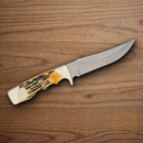 Bear & Son Upswept Skinner Fixed Knife 5" High Carbon Steel Blade India Stag Bone Handle
