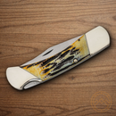 Bear & Son Hunter Folding Knife High carbon Steel Blade India Stag Bone Handle