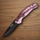 Bear & Son Brisk 2.0 Folding Knife 3.5" 440 Steel Blade India Pink Stainless Handle.