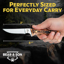 Bear & Son Bird and Trout Fixed Knife 3.5" High Carbon Steel Blade Delrin Stag Handle