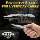 Bear & Son Little Toothpick Folding Knife 440 Steel Blade Abalone Handle