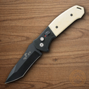 Bear & Son Auto Bold Action V Folding Knife 3.13" 14C28N Sandvik Steel Blade Black/White G10 Handle