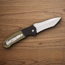 Bear & Son Auto Bold Action V Folding Knife 3.63" 14C28N Sandvik Steel Blade Black/Green G10 Handle