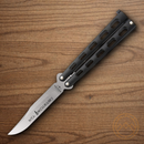 Bear & Son 30th Anniversary Butterfly Folding Knife 3.38" Stainless Steel Blade Black Zinc Handle