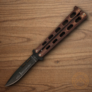 Bear & Son Anniversary Butterfly Folding Knife 3.38" 440 Steel Blade Copper Vein Zinc Handle