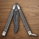 Bear & Son Butterfly Folding Knife 3.75" Stainless Steel Blade Carbon Fiber Handle