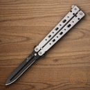 Bear & Son Bear Song IV Folding Knife 3.88" 1095HC Steel Blade Silver Aluminum Handle.