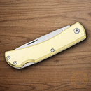 Bear & Son Small Lockback Folding Knife 2.63" Stainless Steel Blade Gold Aluminum Handle