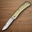 Bear & Son Small Lockback Folding Knife 2.63" Stainless Steel Blade Gold Aluminum Handle