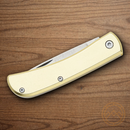 Bear & Son Folding Knife 2.63" Stainless Steel Blade Gold Aluminum Handle