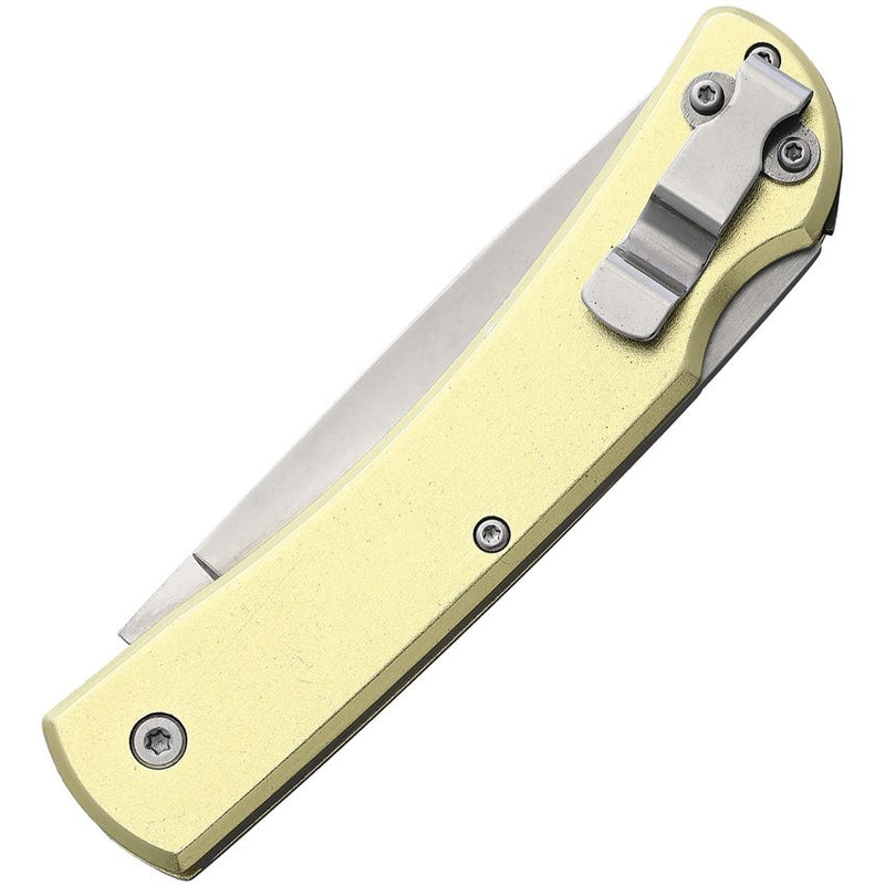 Bear & Son Large Lockback Folding Knife 3.5" Stainless Steel Blade Gold Aluminum Handle C138L -Bear & Son - Survivor Hand Precision Knives & Outdoor Gear Store