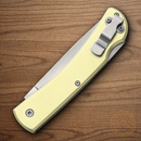 Bear & Son Large Lockback Folding Knife 3.5" Stainless Steel Blade Gold Aluminum Handle