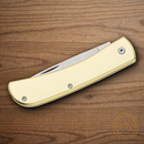 Bear & Son Large Folder Folding Knife 3.25" Stainless Steel Blade Gold Aluminum Handle.