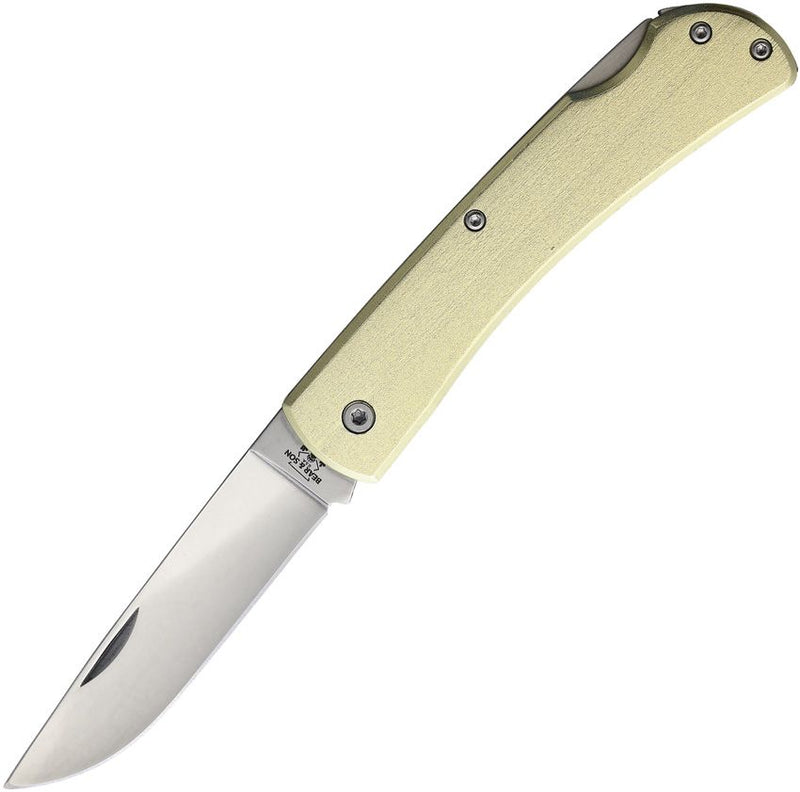 Bear & Son Large Lockback Folding Knife 3.5" Stainless Steel Blade Gold Aluminum Handle C138L -Bear & Son - Survivor Hand Precision Knives & Outdoor Gear Store