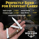 Bear & Son Stockman Pocket Knife 1095HC Steel Blades Walnut Handle
