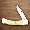 Bear & Son Lockback Folding Knife 2.25" 1095HC Steel Blade Yellow Smooth Delrin Handle