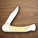 Bear & Son Lockback Folding Knife 2.25" 1095HC Steel Blade Yellow Smooth Delrin Handle