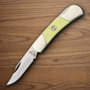 Bear & Son Lockback Folding Knife 2.25" 1095HC Steel Blade Yellow Smooth Delrin Handle
