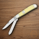 Bear & Son Mini Trapper Pocket Knife 1095HC Steel Blade Yellow Delrin Handle
