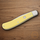 Bear & Son Trapper Folding Knife 1095HC Steel Blade Yellow Derlin Handle