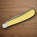 Bear & Son Trapper Folding Knife 1095HC Steel Blade Yellow Derlin Handle