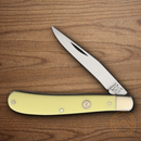 Bear & Son Trapper Folding Knife 1095HC Steel Blade Yellow Derlin Handle