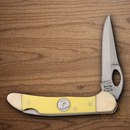 Bear & Son Cowhand Folding Knife 2.88" 1095HC Steel Blade Yellow Delrin Handle