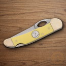 Bear & Son Cowhand Folding Knife 2.88" 1095HC Steel Blade Yellow Delrin Handle