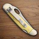Bear & Son Lockback Folding Knife 3.25" Carbon Steel Blade Yellow Derlin Handle