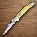 Bear & Son Lockback Folding Knife 3.25" Carbon Steel Blade Yellow Derlin Handle