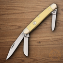 Bear & Son Med Stockman Pocket Knife 1095HC Steel Blade Yellow Derlin Handle