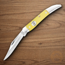 Bear & Son Little Toothpick Folding Knife 1095HC Steel Blade Yellow Delrin Handle