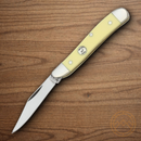 Bear & Son Peanut Folding Knife 1095HC Steel Blade Yellow Delrin Handle