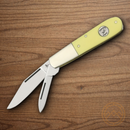 Bear & Son Barlow Pocket Knife 1095HC Steel Blades Yellow Delrin Handle