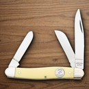 Bear & Son Large Stockman Pocket Knife 1095HC Steel Blades Yellow Delrin Handle