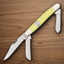 Bear & Son Large Stockman Pocket Knife 1095HC Steel Blades Yellow Delrin Handle